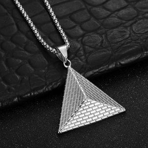 Egyptian Pyramid Pendant <b>Necklace</b> Stainless Steel Gold Plated Unisex Hip Hop Jewelry Fashion <b>Statement</b> Piece - Product Image 3