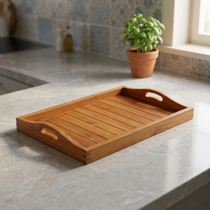 Natural Wooden Handmade Elegant Eco-Friendly Floral Household Dishwasher Safe Serving <b>Tray</b> Wholesale Manufacturer Exporter Low - Product Image 1