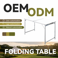 Table de camping pliable portable en aluminium, tube en aluminium, capacité de charge de 120 kg, hauteur réglable, mobilier de jardin pour pique-nique en plein air