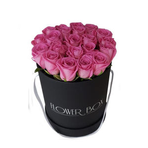 定制标志圆柱形纸花盒，带丝带手柄圆帽礼品包装，用于保存玫瑰和插花 - Product Image 3