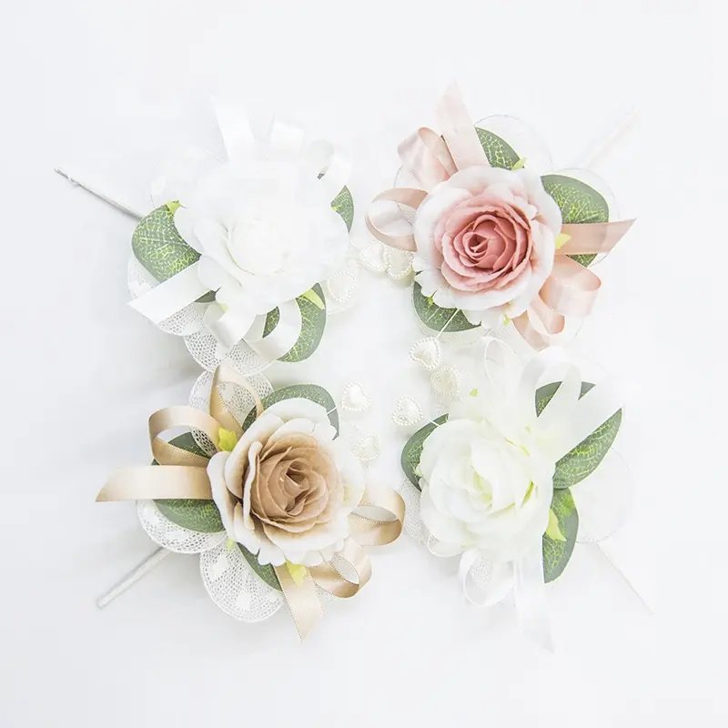 De seda Artificial de terciopelo rosa cabeza de flor para la decoración de la boda