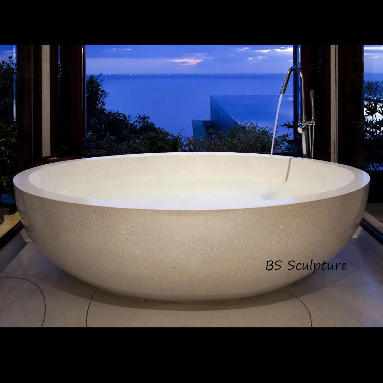 Bañera de hidromasaje independiente, bañera moderna de alta calidad con piedra natural, mármol