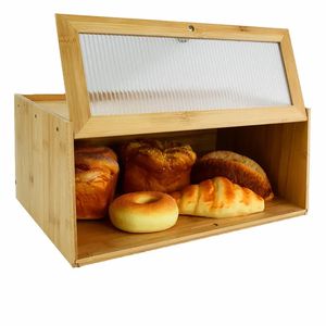 Shoobam wadah penyimpanan roti bambu, kapasitas besar, kotak roti Farmhouse dengan jendela pemegang roti - Product Image 3