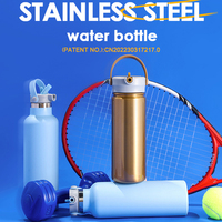Bouteille d'eau isotherme sous vide de 22 oz avec couvercle à paille en acier inoxydable 304, anti-fuite, pour voyage et sport, OEM ODM