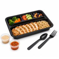 Lonchera Desechable de Grado Alimenticio, Apta para Microondas, con Múltiples Compartimentos, Tapa Hermética, Divisores, para Ensaladas, Arroz, Preparación de Comidas