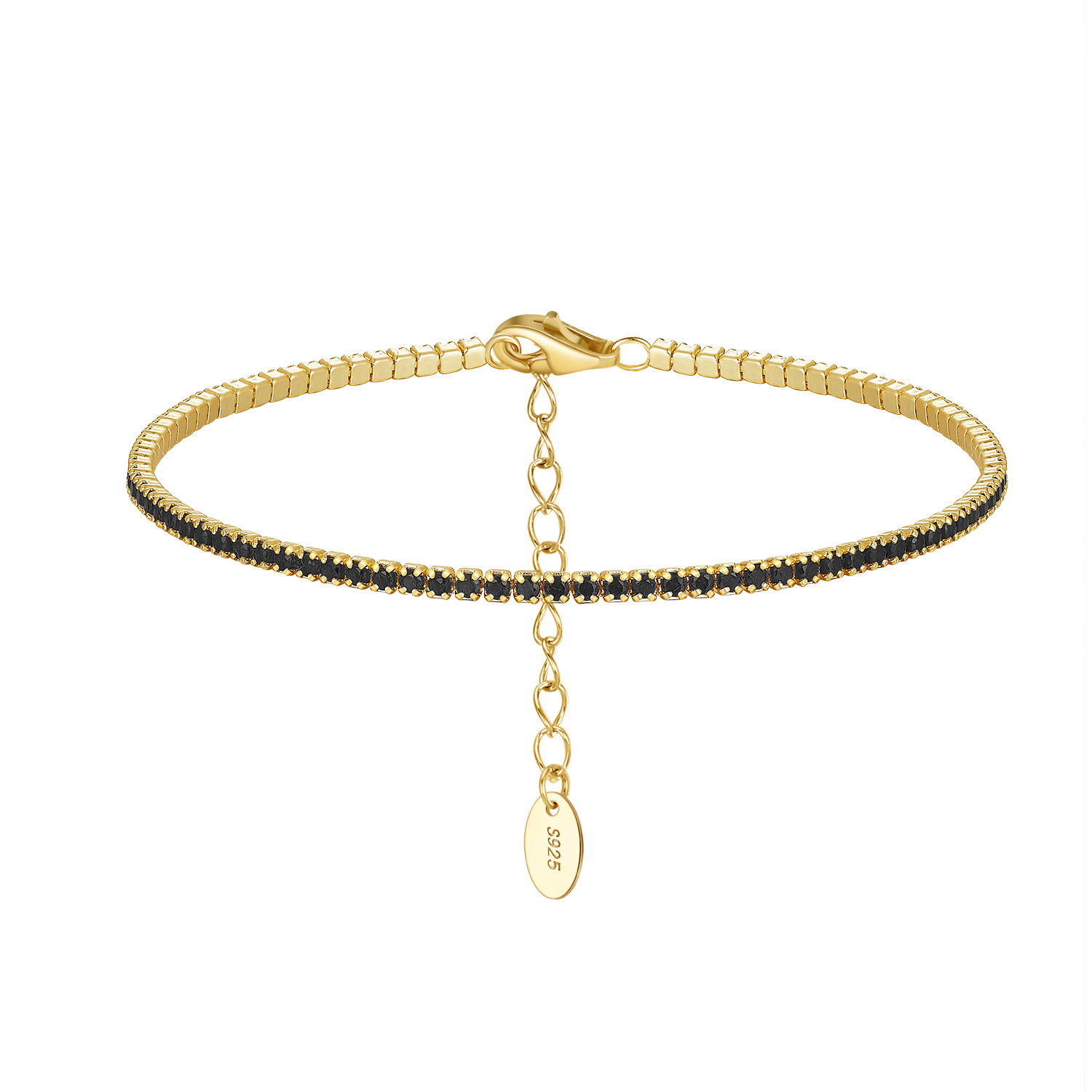 Plating 14k gold, 1.5mm black diamond