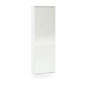 Meuble à chaussures mural ITAJAI de style moderne avec porte miroir, en bois, pour chambre et salon, en panneaux de particules, blanc, design brésilien - Product Image 1