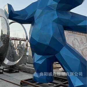Escultura de Acero Inoxidable Tallada a Medida, Par de Animales Grandes, Panda de Bienvenida, Acabado Pintado Facetado, Decoración Comercial para Calle - Product Image 4