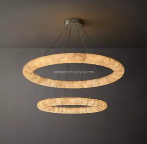 Diseño de iluminación italiano Sassanid OEM Forma minimalista Dramático Rivage Lisse Candelabro redondo de dos niveles 61" - Product Image 3