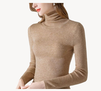 Pull en cachemire à col roulé, coupe ajustée, élégant, en laine, couleur unie, conçu pour le temps froid
