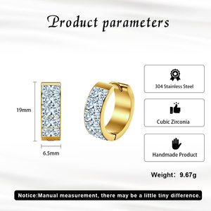 Pendientes de Aro Circulares de Zirconia 5A, Acero Inoxidable, Estilo Europeo y Americano, Pendientes de Aro Simples, Sin Decoloración, Joyería para Mujer - Product Image 4