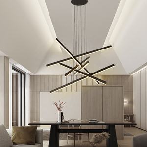 Luces colgantes LED, candelabro lineal grande para interiores, iluminación moderna para escaleras, luces colgantes para el hogar, comedor, sala de estar y dormitorio - Product Image 1