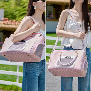 Tas Pengangkut Hewan Peliharaan Mewah Warna <span class=keywords><strong>Pink</strong></span>, Tas Kulit untuk Anjing dengan Fitur Portabel yang Dapat Disesuaikan, Aksesori Perjalanan Mobil dengan Bantal di Dalam - Product Image 2