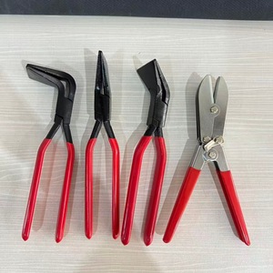 Pince à plier la tôle en acier au carbone, largeur de mâchoire de 1 pouce, pointe plate, qualité industrielle, poignée rouge pour le travail des métaux - Product Image 1