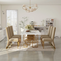 Chaises de salle à manger modernes en velours crème avec dossier en acier inoxydable pour la maison et l'hôtel