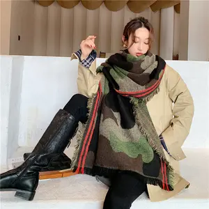 2023 mongolia cashmere camouflage camo scarf thick custom printed scarves fashion for wholesale