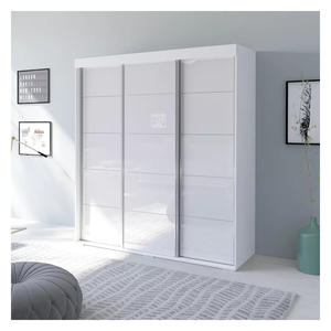 Meubles de chambre minimalistes, armoire à vêtements avec porte coulissante, lit en bois laqué, meubles en kit, armoire <span class=keywords><strong>pas</strong></span> chère - Product Image 1