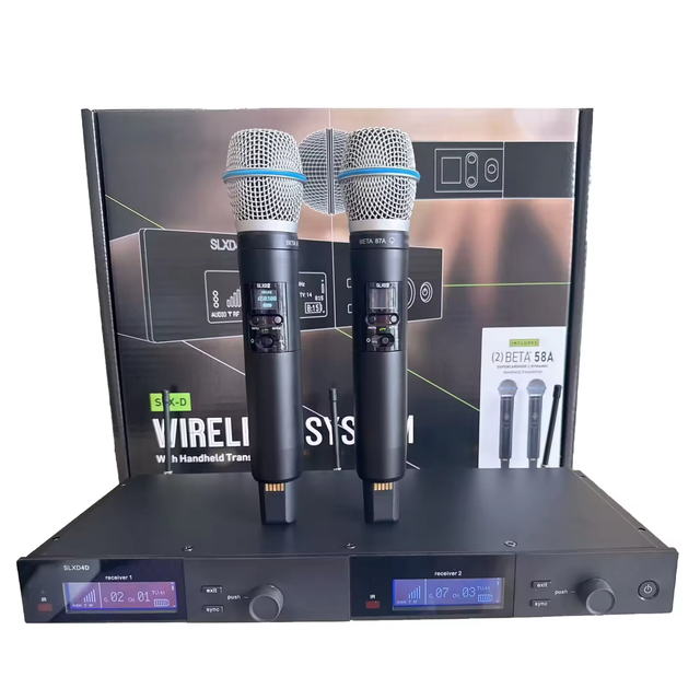 570-820mhz  SLXD4D Dual Channel UHF Wireless Microphone System - True Diversity, Handheld for Karaoke Stage & Church