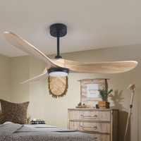 Ventilateur de plafond moderne avec pales en bois massif de 52/60/70 pouces, luminaire, lustre, moteur DC, télécommande, ventilateurs de plafond LED