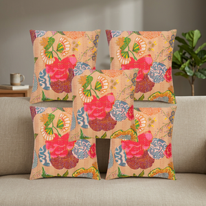 Housse de coussin Tropicana Kantha imprimé fruits Tropical Kantha coussin taie d'oreiller ensemble de 5 pièces - Product Image 4