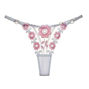 Haute qualité personnalisé lettre nom brodé <span class=keywords><strong>Tanga</strong></span> Sexy strass lettre string adulte fleur culotte Drop Shopping - Product Image 5