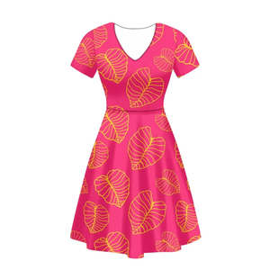 <span class=keywords><strong>Ropa</strong></span> de verano con estampado personalizado, Estilo Hawaiano suelto, estampado de hojas de Callo, Vestido de manga corta con cuello en V <span class=keywords><strong>para</strong></span> <span class=keywords><strong>mujer</strong></span>, falda de <span class=keywords><strong>fiesta</strong></span> y Club - Product Image 4