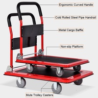 Chariot de plateforme multifonction pliable en acier épaissi sur mesure, capacité 300kg-500kg, avec poignée en éponge souple