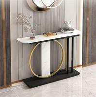 Table console de foyer de luxe légère de style italien avec armoire en marbre pour le salon ou la chambre à coucher.