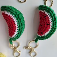 Tissé à la main en peluche Crochet fraise pastèque cerise carotte banane porte-clés bricolage tricoté simulation nourriture fruits porte-clés sac breloque