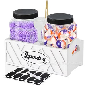 Wooden <b>laundry</b> room <b>organization</b> container, detergent dispenser container, wooden <b>laundry</b> pods, multi-functional <b>storage</b> box - Product Image 3