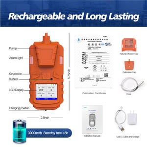 <span class=keywords><strong>Detector</strong></span> de Gás Portátil 4 em 1 Fosensor, Monitor de Gás para H2S, CO, O2, Detecção de Vazamento de Gás Inflamável - Product Image 5