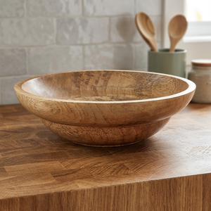 Tazón de Madera Vintage para Frutas, Tazón para Ensaladas Pulido a Mano, Tazón Decorativo para Servir Nueces, Galletas y Bocadillos, Ecológico para Fiestas en Casa - Product Image 1