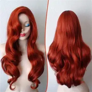 Волнистые Красные Длинные Синтетические волосы парики для женщин, средняя часть, натуральные волосы, парики для косплея, вечеринки