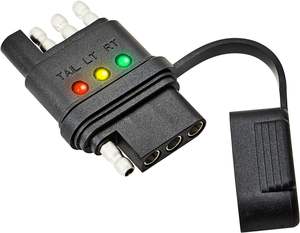 4-Pins Aanhangwagen Verlengkabel 8 Voet 4way <span class=keywords><strong>Flat</strong></span> <span class=keywords><strong>Trailer</strong></span> Bedrading <span class=keywords><strong>Tester</strong></span> 4-Pins Mannelijke En Vrouwelijke <span class=keywords><strong>Trailer</strong></span> <span class=keywords><strong>Tester</strong></span> Met Heldere Indicatoren - Product Image 4