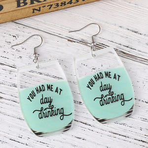 Pendientes acrílicos planos creativos personalidad Oktoberfest letra inglesa taza colgante pendientes para mujer Uionen 817 - Product Image 4