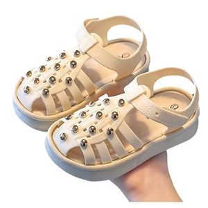 Non-slip Beach Rivet Child Sandals <b>Soft</b> Bottom Non-slip Girls Beach <b>Shoes</b> Pearl Girls Fashion Sandals for Girls - Product Image 5
