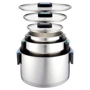 Bộ nồi chảo inox 6 món bán buôn, có tay cầm gấp - Product Image 1