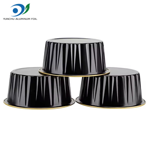 5 Oz 125ml Black Gold Food Grade Mini Round <strong>Cupcake</strong> <strong>Tins</strong> Disposable Aluminum Foil Baking Cups With Clear Lids - Product Image 3
