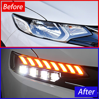 Ensemble de phares LED KGKB pour Honda Fit Jazz GK5 2014-2020, lentille de projecteur améliorée, clignotant séquentiel, Plug & Play