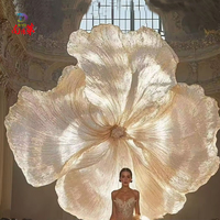 Dekorasi Latar Belakang Pernikahan Bunga Organza Sutra Putih Indoor Outdoor, Latar Belakang Bunga Kain Raksasa untuk Dekorasi Panggung Pernikahan