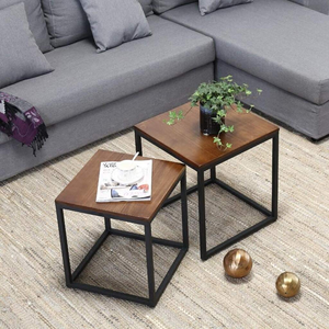 Modern Convertible <b>Nesting</b> Coffee <b>Table</b> Set Wood Grain Top with Detachable Shelf Multifunctional Nightside <b>Table</b> - Product Image 2