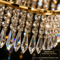Lustre LED en acrylique doré à étages avec perles de cristal, télécommande, suspension pour plafond, idéal pour mariages, banquets et événements (AC 220V)
