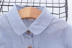 Chemise à manches longues en coton pour filles, rayée, brodée, blanche, avec un motif amusant de lapin et de chien, au meilleur prix - Product Image 2