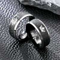 Bague Couronne Unisexe en Titane Noir Plaqué Zinc, Romantique, pour Mariage, Anniversaire, Fiançailles, Promesse