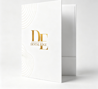 Carpeta de Presentación Personalizada a Todo Color, Formato A4, de Cartón, con 2 Bolsillos, Logotipo en Relieve con Lámina Dorada, para Documentos y Archivos Empresariales