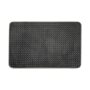 Tapis de bain en mousse rectangulaire antidérapant, séchage rapide, absorbant, pour salle de bain, toilettes, porte, gris, texture tissée, fibre de polyester - Product Image 1