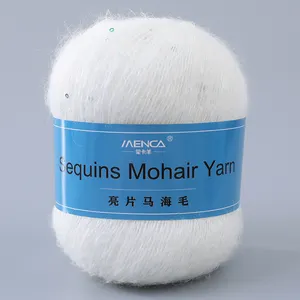 Мохеровая пряжа MENCA с блестками, 50 г/шар, оптовая продажа с завода, распродажа, мягкая длинная пряжа из конского волоса для вязания шарфа