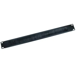 19" 1U Black Rack Mount Patch Network Panel Cable Entry Brush Plate