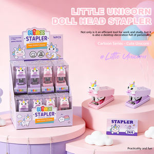<span class=keywords><strong>Agrafeuse</strong></span> tête de poupée licorne de dessin animé avec 500 agrafes, outil de reliure de bureau mignon pour enfants - Product Image 2