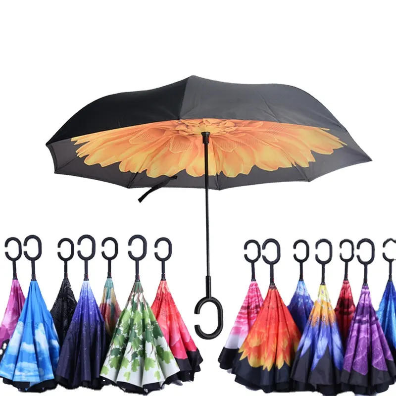 Guarda-chuva reversível, guarda-chuva para presentes de corporação, inverso, flor mágica